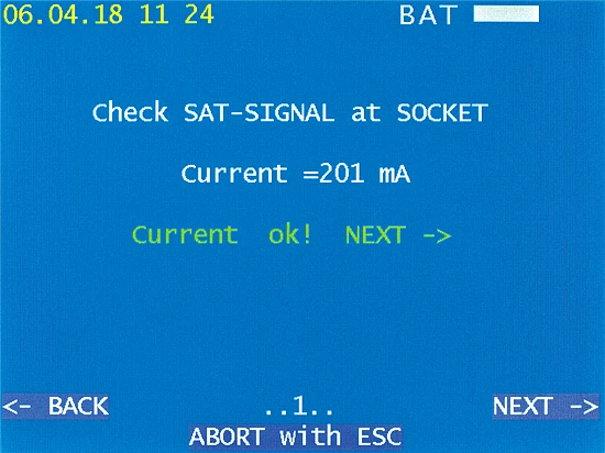 VAROS 109 Assistance system SAT socket: Current test on antenna socket