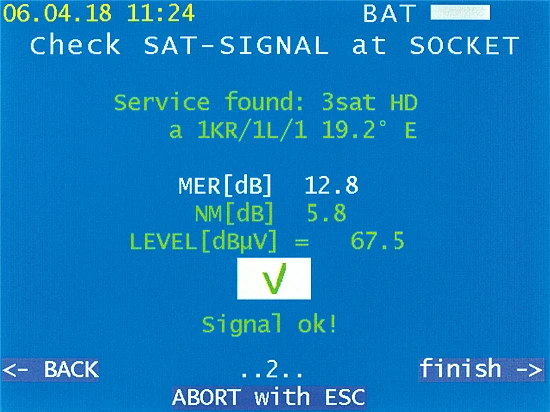 VAROS 109 Assistance system SAT socket: The antenna socket is measured