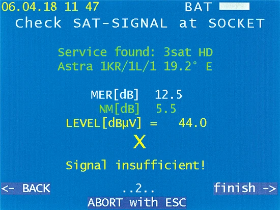 VAROS 109 Assistance system SAT socket: The antenna socket is measured