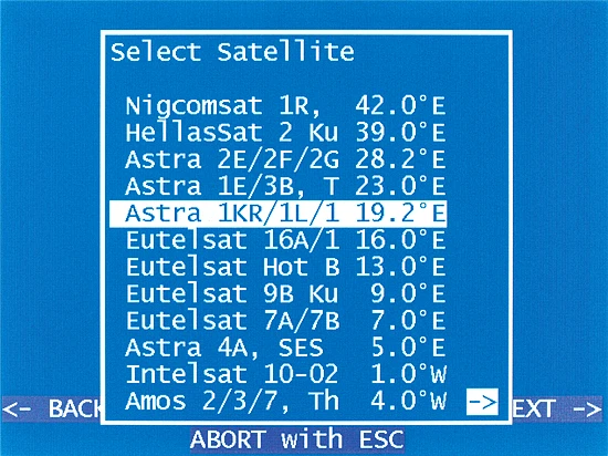 VAROS 109 Assistance system SAT: Selection of the orbit position