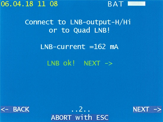 VAROS 109 Assistance system SAT: Connection of the LNB / current test