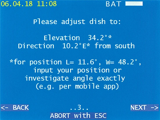 VAROS 109 Assistance system SAT: Presetting the SAT mirror